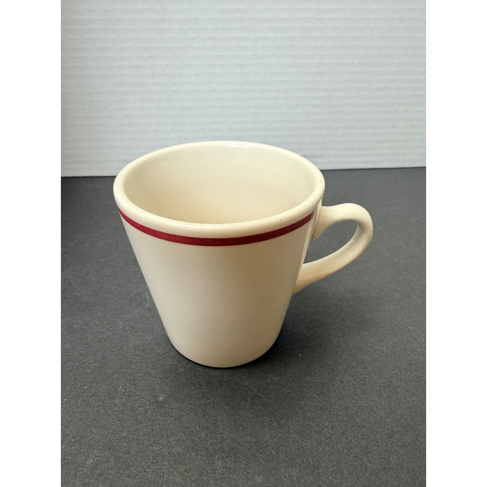 Homer Laughlin Best China Coffee Mug Cream with Red Stripe USA Restaurant Ware